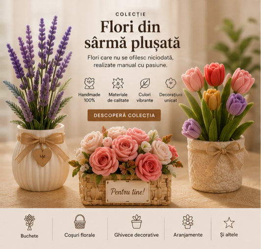 Aranjamente florale din sarma plusata